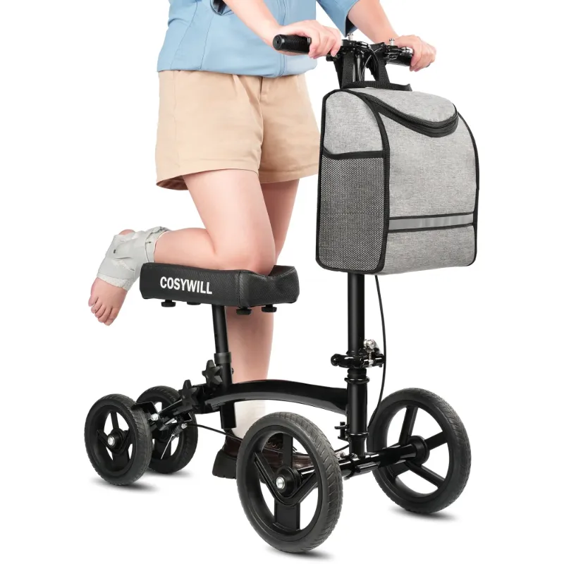 Photo 1 of *Rust?* COSYWILL Steerable Knee Scooter,Economy Knee Walker,All Terrain Foldable Medical Scooter for Foot Injuries Crutches Alternative,Black