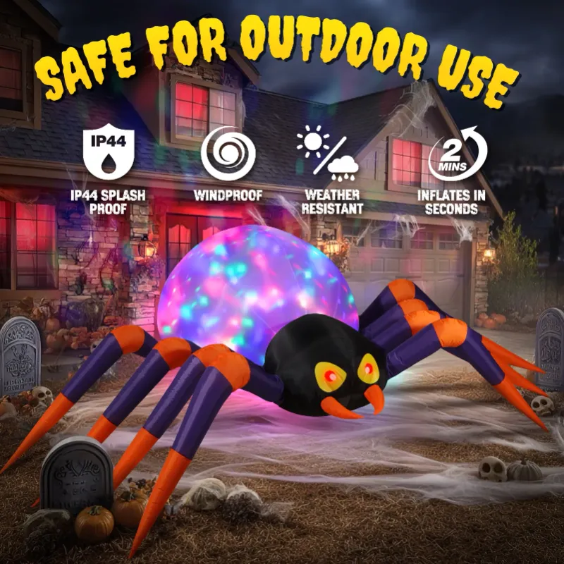 Photo 1 of *Dirty* Ayieyill 10Ft Halloween Inflatables Decorations Spider Built-in 7-Colors Changing LED Lights, Halloween Blow ups Yard Decorations Outdoor for Garden Lawn

