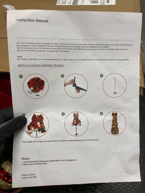 Photo 1 of *Ornaments scuffed* Firstness Christmas Tree 6FT, Pop up Pre Decorated Pre Lit Artificial Xmas Tree with 150 LED Lights, Large Bow & Ornaments, Lighted Christmas Tree for Holiday Party Decorations, Easy Installation