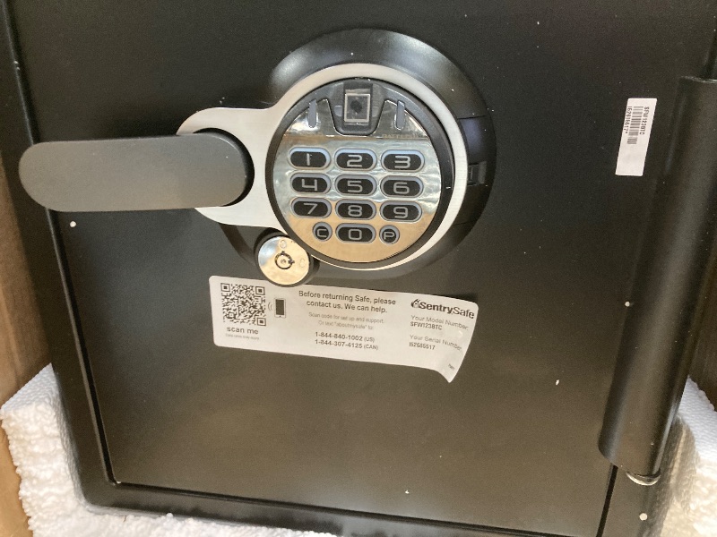 Photo 1 of *Dented*Locked/No Keys?* SentrySafe Fireproof and Waterproof Home Safe with Biometric Fingerprint Lock, Keypad, and Key Lock for Securing Money, Jewelry, Documents, 1.23 Cubic Feet, SFW123BTC