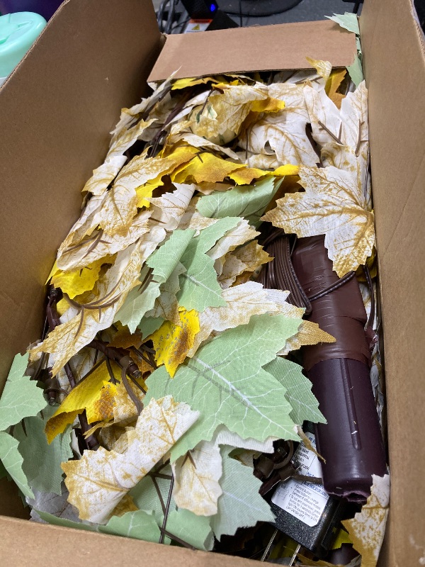 Photo 1 of 2 Pack Thanksgiving Artificial Lighted Maple Tree, 4 Ft Prelit Fall Decor Maple Tree with 56 LED 3 Foam Pumpkins Plug in Indoor Outdoor Autumn Fall Thanksgiving Decorations