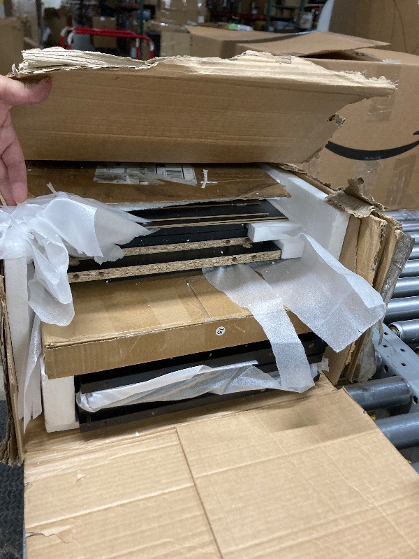 Photo 1 of **HAS SOME DAMAGED WOOD/WITH GLASS SHELVES***Lamtor 67" Black Glass Curio Cabinet with Lights | 4-Tier Shelves & 2 Drawers for Collectibles