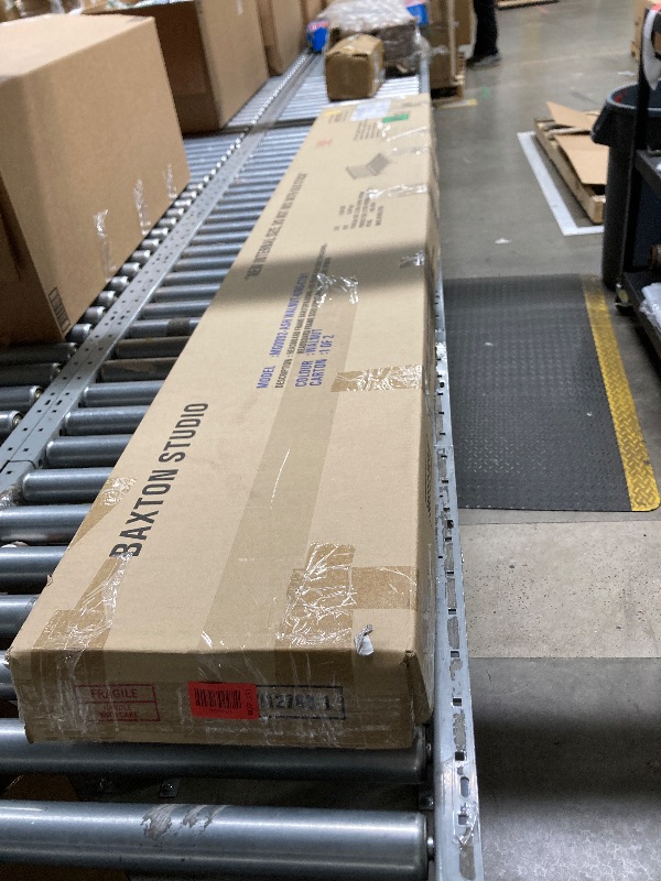 Photo 1 of ***BOX 1 OF 2 ONLY/INCOMPLETE SET***Baxton Studio Flint Mid-Century Modern Ash Walnut Finished Wood King Size Platform Bed