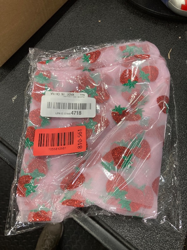 Photo 1 of 1 Pcs 29 x70 inch Pink Strawberry Mesh Table Runner, Shiny Glitter Tulle Tablecloth Sheer Lace Tablecloth for Party Decorations Shortcake Birthday Wedding Bridal Shower Party Home Kitchen Table Decor