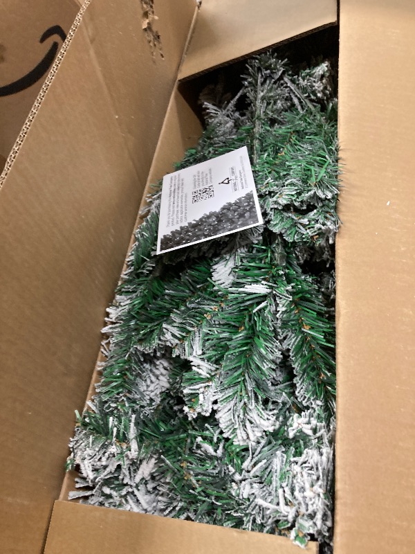 Photo 1 of National Tree Company First Traditions Acacia Flocked Tree Slim Christmas Tree, 7.5 ft