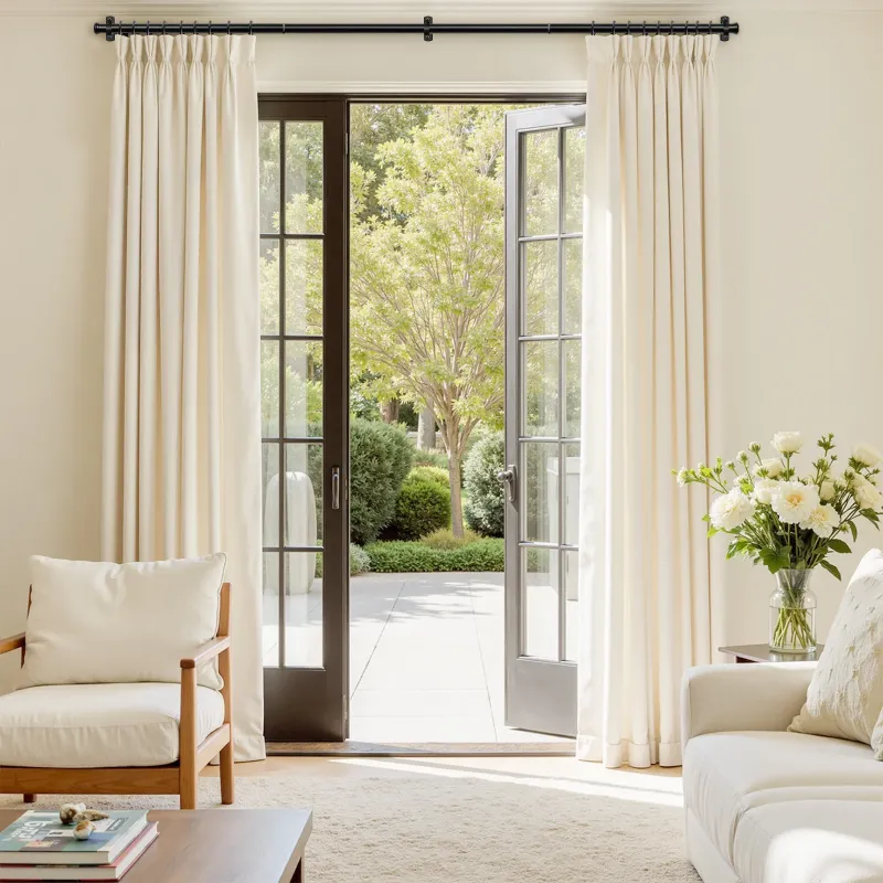 Photo 1 of 1" Rust-Resistant Curtain Rod,Black Curtain Rods for Windows 28" to 48", End Indoor/Outdoor Single Curtain Rod
