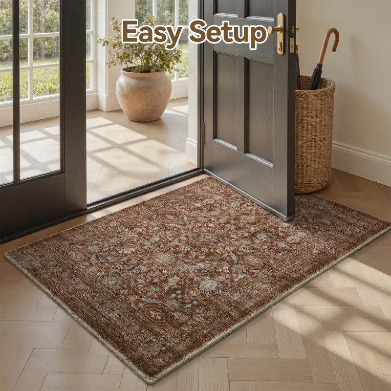 Photo 1 of ***KNOW SIZE***

SIXHOME  Vintage Distressed Area Rug Soft  Non-Slip Carpet American Classic Retro Rug with Geometric Rugs for Living Room Bedroom Neutral Home Decor Red