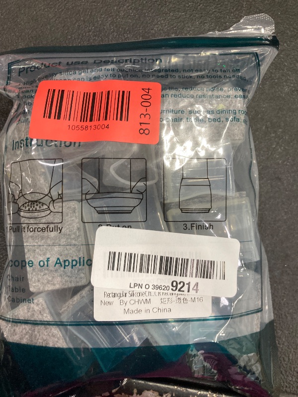 Photo 1 of 1" x 1.5" Rectangle Chair Leg Protectors for Hardwood Floors Silicone Covers to Protect Wood Tile Floors Felt Pads Furniture Leg Caps Reduce Noise.Easy to Move.16 PCS Clear.