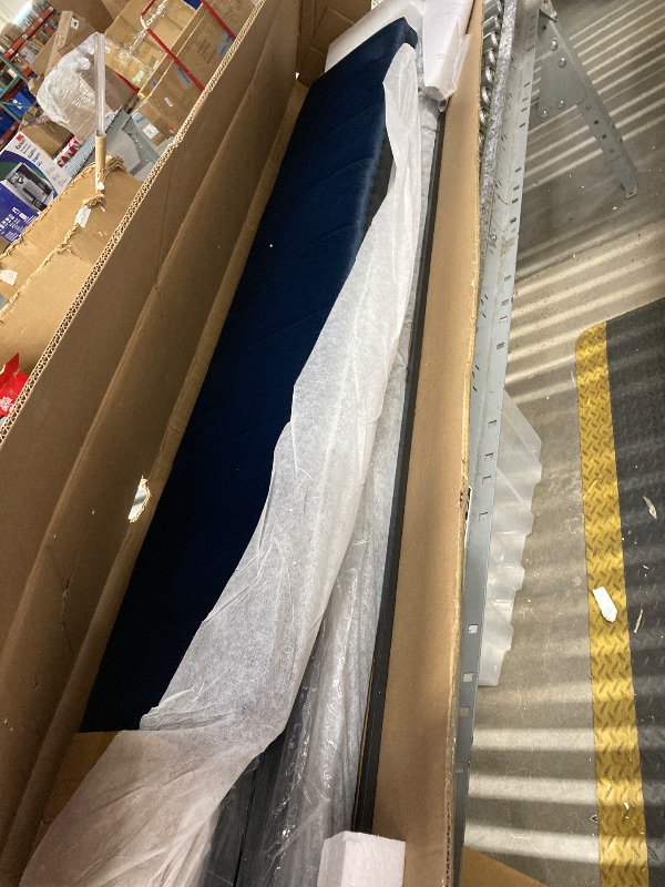Photo 1 of ***BOX 1 OF 2 ONLY/INCOMPLETE SET***Full Size Corner Bed Frame with Storage Drawers, Comfortable Backrest and Armrests, Velvet Tufted Corner Bed Frame Full Size, Upholstered Daybed for Bedroom, Living Room, Guest Room, Dark Blue