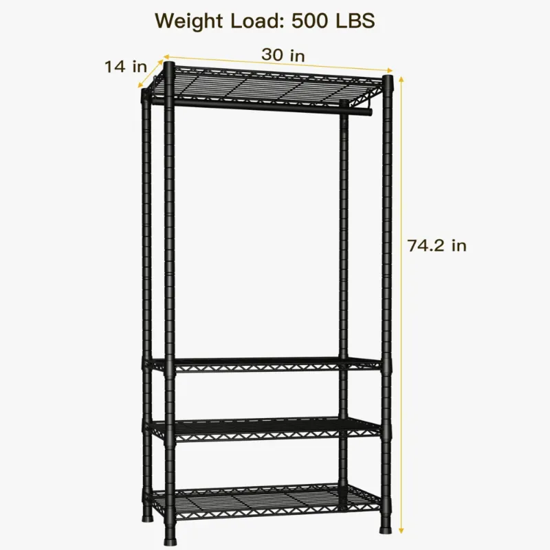 Photo 1 of 
Ulif H2 Heavy Duty Clothes Rack and Small Clothing Wardrobe Closet Organizer Garment Rack for Portable Hanging Clothes? ,Max Load 500 LBS(Black)