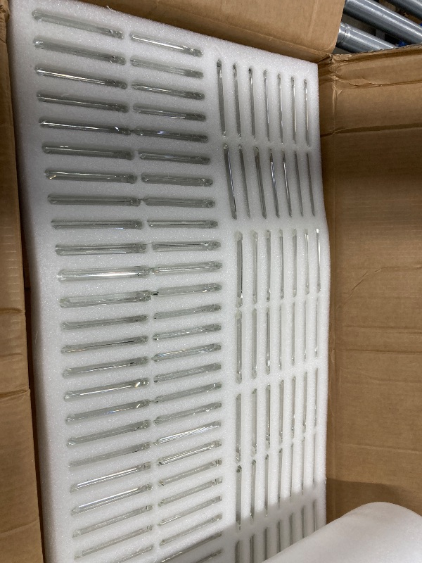 Photo 1 of Siljoy Large Rectangular Crystal Chandelier, Modern Oval Brushed Nickel 2-Tiers K9 Crystal Raindrop Chandelier Ceiling Light for Dining Room, Living Room Kitchen Island Bar, E12 x 20, L52''