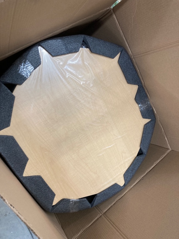 Photo 2 of Factory Direct Partners FDP Pro Series Upholstered Hexagon Ottoman Table, 18" Height; Collaborative Commercial Furniture for Hotel Lobby, Office, Restaurant, Waiting Room -Sky Blue/Maple