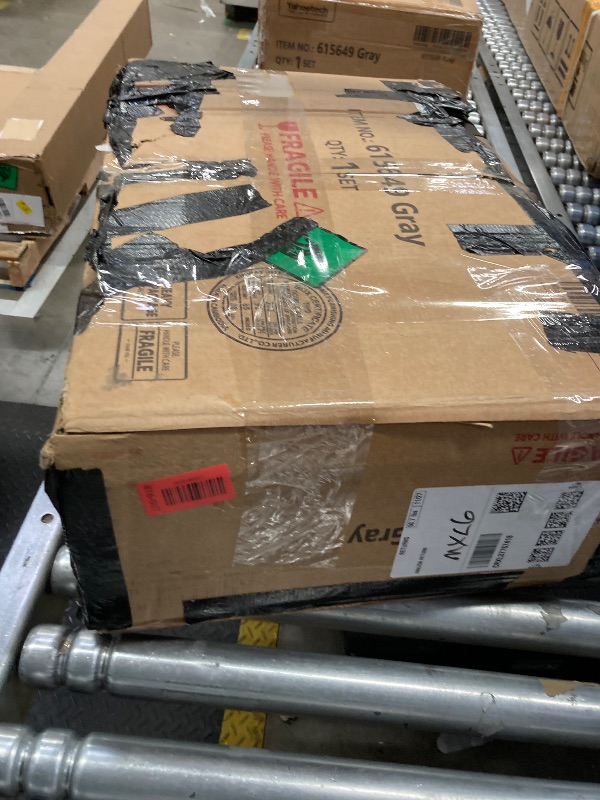 Photo 1 of Yaheetech Bakers Rack with Power Outlet, Shelf Unit Coffee Bar Station with 5 S-Hooks & Adjustable Feet, Microwave Stand with Storage Shelf for Dinning Room/Living Room, Gray