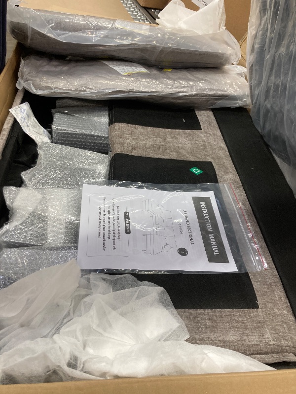 Photo 1 of ***BOX 2 OF 2 ONLY/INCOMPLETE SET***Homall Convertible Sectional Sofa Couch, Modern Linen Fabric L-Shaped Couch 3-Seat Sofa Sectional with Reversible Chaise for Small Living Room, Apartment and Small Space, Light Gray