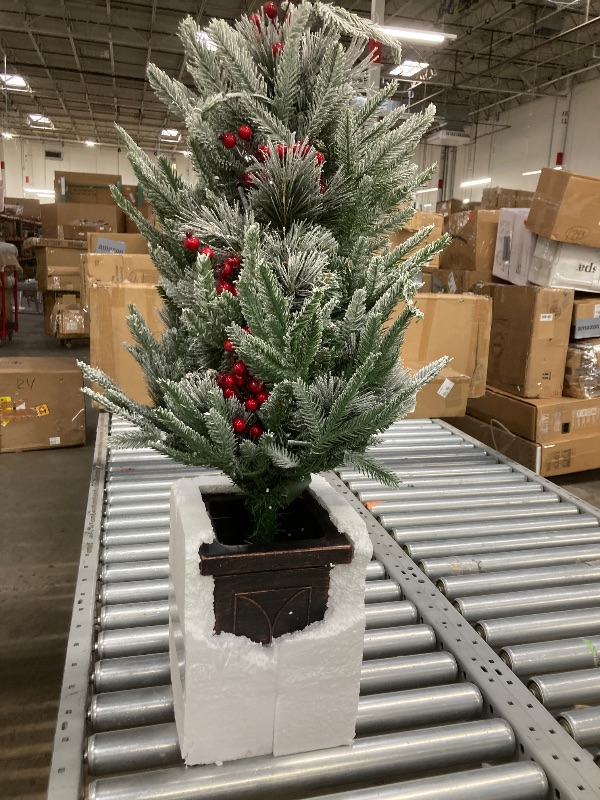 Photo 1 of **ONE TREES LIGHTS DO NOT WORK***GARVEE 3FT Pre-lit Christmas Tree with Lights, PE & PVC Hinged Xmas Tree with Metal Stand, Easy Assembly, Holiday Decoration for Home, Office, Porch, 2PCS