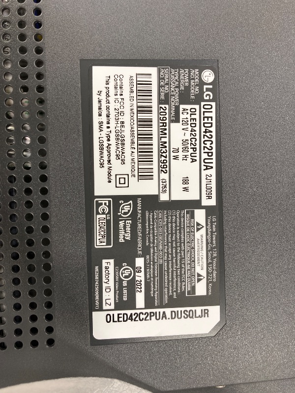 Photo 1 of ***Factory seal***

LG C2 Series 42-Inch Class OLED evo Smart TV OLED42C2PUA, 2022 - AI-Powered 4K TV, Alexa Built-in