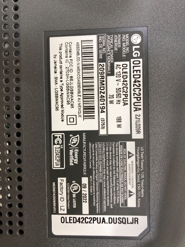 Photo 1 of ***Factory seal***

LG C2 Series 42-Inch Class OLED evo Smart TV OLED42C2PUA, 2022 - AI-Powered 4K TV, Alexa Built-in