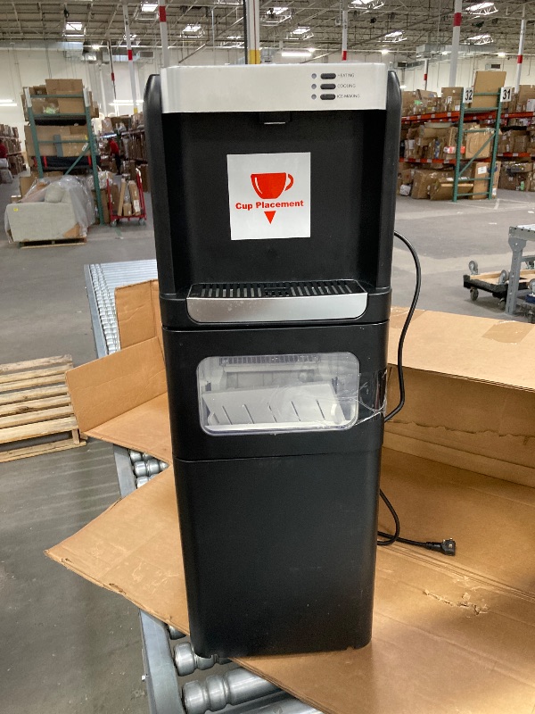 Photo 1 of Electactic Water Dispenser with Ice Maker Function, Top Loading Hot and Cold Water Cooler for 5 Gallon Bottle - Includes Child Safety Lock - Water Machine for Home, Office, Garage - Black