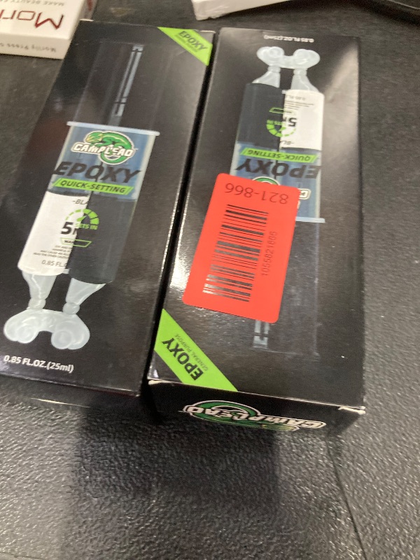 Photo 1 of ***Factory seal***
CAMALEAO 2 Part Epoxy Glue - Dries Dark Gray, 5 Minute Epoxy with 2 Mixing Kits, 3988 PSI High Strength Adhesive for Metal, Plastic - 0.85 Ounce Syringe (Pack of 1)