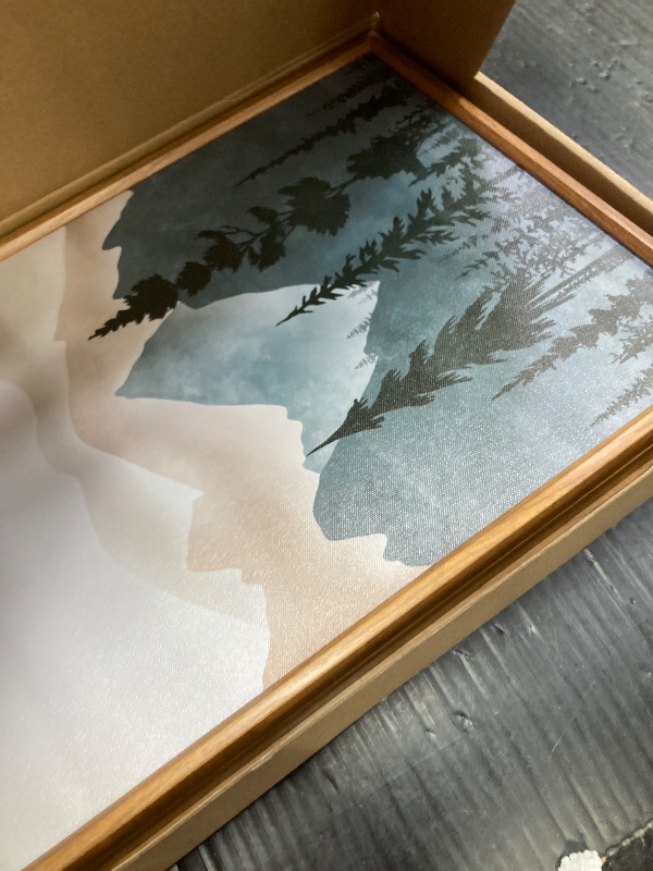 View 2 of **ONE FRAME CORNER IS CHIPPED-SEE PIC**CHDITB Mountain Framed Wall Art Of ,Mountains Woodland Artwork Foggy Forest Wall Decor, Pine Trees Wall Painting,Watercolor Nature Art Prints For Bedroom Living Room Decor(12X16 Inch)