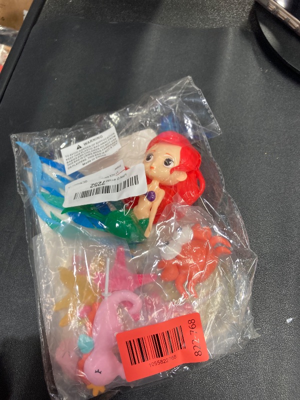 Photo 1 of 17 PCS Mermaid Cake Toppers Ocean Animals Under the Sea Cake Decorations with Ariel Model for Mermaid Under the Sea Theme Birthday Supplies (style 1)