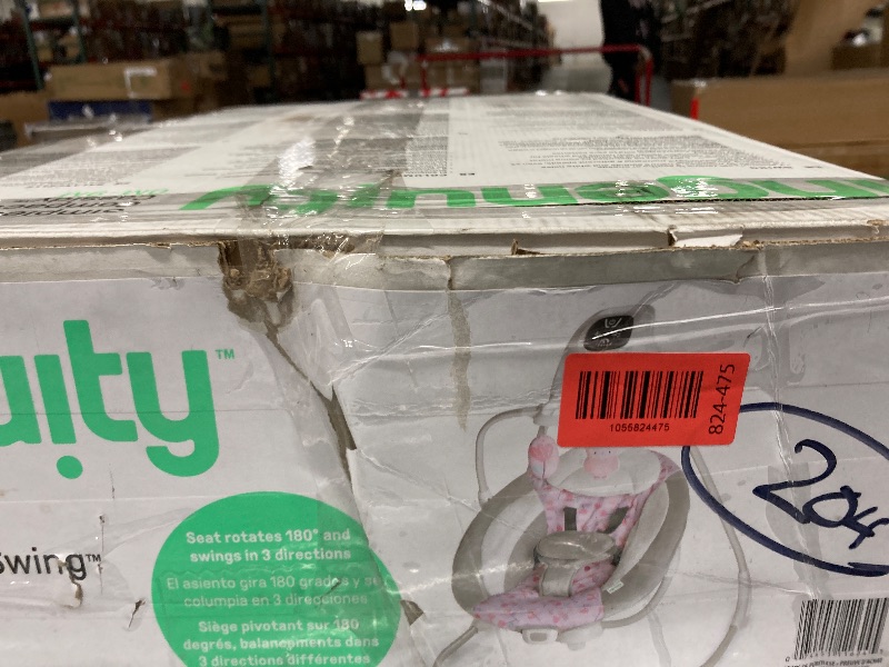 Photo 3 of Ingenuity SimpleComfort Lightweight Compact 6-Speed Multi-Direction Baby Swing, Vibrations & Nature Sounds, 0-9 Months 6-20 lbs (Pink Cassidy)