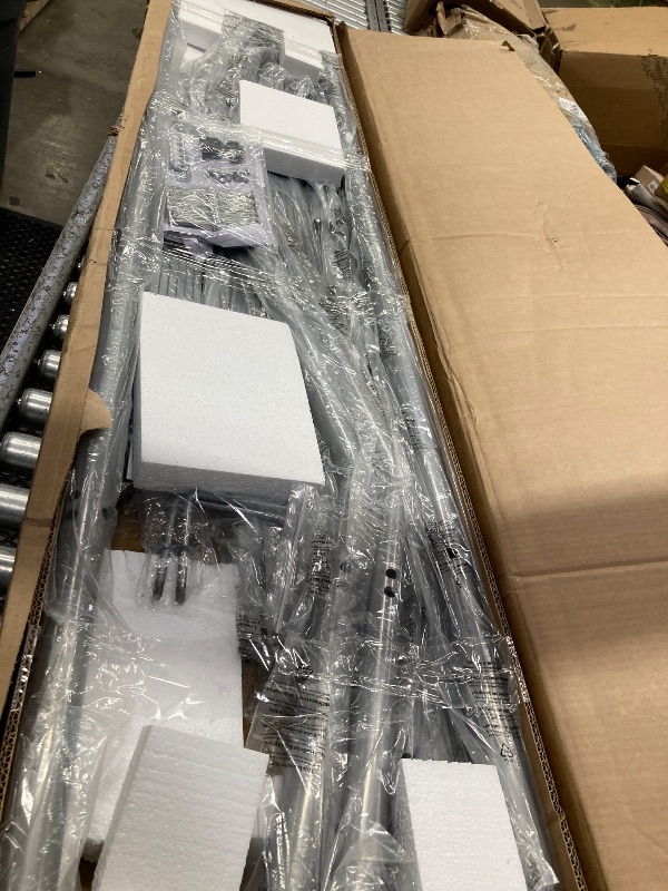Photo 1 of  USED MISSING PARTS, Metal Twin Over Full Bunk Beds with Trundle Bed, UHOMEPRO Metal Bunk Beds for Teens Teens Adults with Side Ladders, Twin Over Full Size Bunkbed Frame, No Box Spring Needed, CPC Certification, Silver
