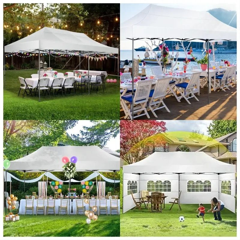 Photo 1 of **USED MISSING PARTS***COBIZI 10x20 Heavy Duty Pop up Canopy Tent with 6 sidewalls Easy Up Commercial Outdoor Canopy Wedding Party Tent for Beach All Season Wind & Waterproof Gazebo with Roller Bag,White(Frame Thickened)