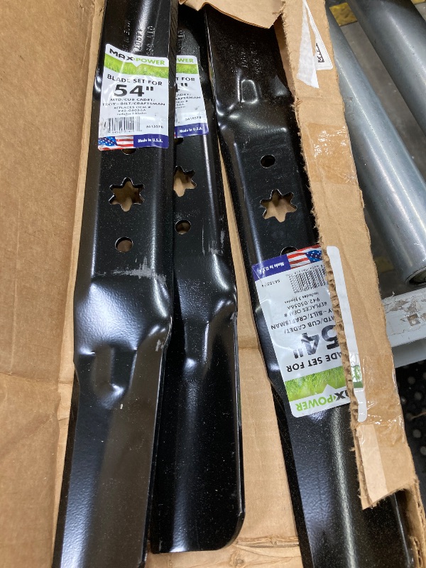 Photo 1 of ***used***Maxpower 561557B 3 Blade Set for Many, Craftsman Mowers for 54" Cut MTD/Cub Cadet/Troy-Bilt Replaces 742-05056, 942-05056, 742-05056A, 942-05056A, CMXGZAM110143