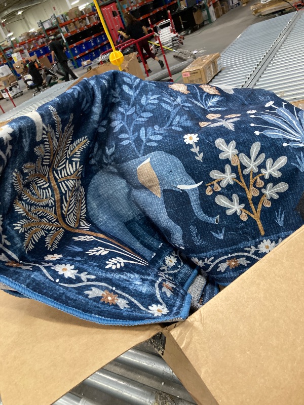Photo 1 of **USED***  OJIA Jungle Print Blue 5x7 Rugs for Living Room, Soft Ultra-Thin Washable Area Rugs for Bedroom Non-Slip Modern Entryway Rug Non Shedding Indoor Carpet Kids Rugs for Playroom Nursery Classroom