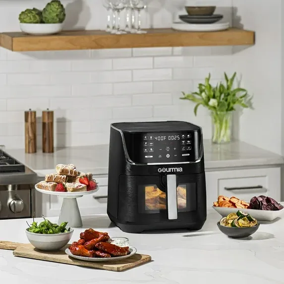 Photo 1 of  ****something is missing in the alate part   used   missing parts****Gourmia Digital Window 8 qt Air Fryer, Black - Nonstick, Digital Display