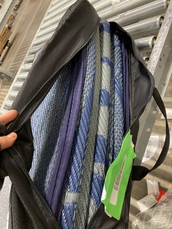 Photo 1 of **used***DEORAB 9'x12' Outdoor Rugs Patio Waterproof Outside Mat Reversible Plastic Camping Carpet,Blue & Grey