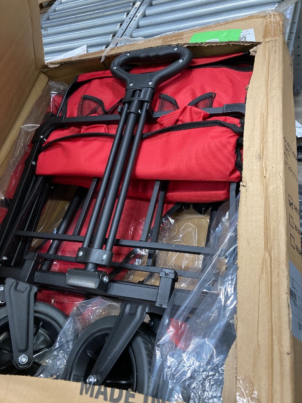 Photo 1 of ***used, missing parts****VECUKTY Collapsible Garden Wagon Cart with Removable Canopy Black