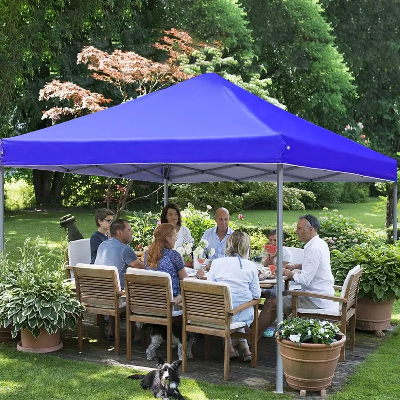 Photo 1 of **** use missing parts*-**GVDV Canopy Tent, 10x10 ft Easy Pop up Outdoor Canopy Tent, Portable Straight Leg Gazebo Instant Canopy, Blue