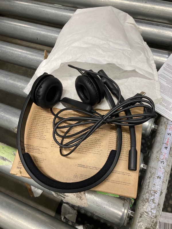 Photo 1 of **used missing parts***    Logitech H570e USB Headset with Microphone for PC and Mac, USB-C Wired Headset with Stereo Sound, Noise-Canceling Mics and Inline Controls, Certified for Microsoft Teams, Black