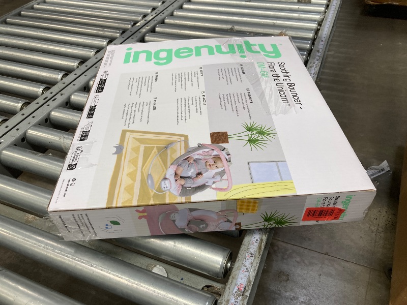 Photo 1 of **used missing parts funtional un tested****  Ingenuity Soothing Baby Bouncer Infant Seat with Vibrations, -Toy Bar & Sounds, 0-6 Months Up to 20 lbs (Pink Flora the Unicorn)