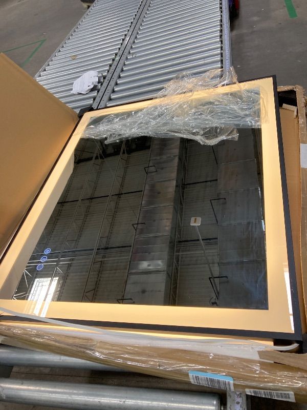 Photo 1 of **used****Keonjinn Gold LED Bathroom Mirror Inch with Frontlit & Backlit, Lighted Mirrors Metal Framed for Wall, Steples Lights, Anti Fog, Tempered Glass, Brighter and No Dark Corner