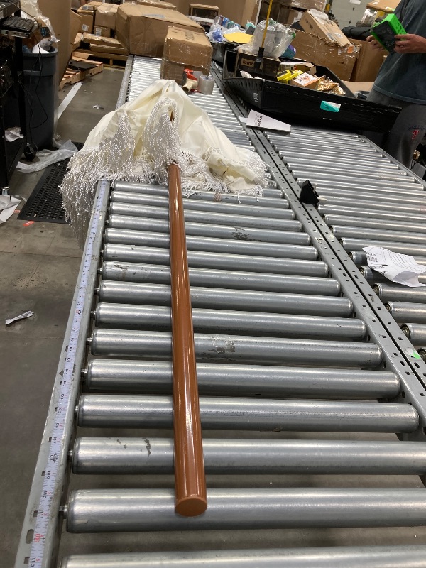 Photo 1 of ****it is missing the bottom part and is used***AMMSUN 7ft Patio Umbrella with Fringe Outdoor Tassel Umbrella UPF50+ Premium Steel Pole and Ribs Push Button Tilt, Cream White