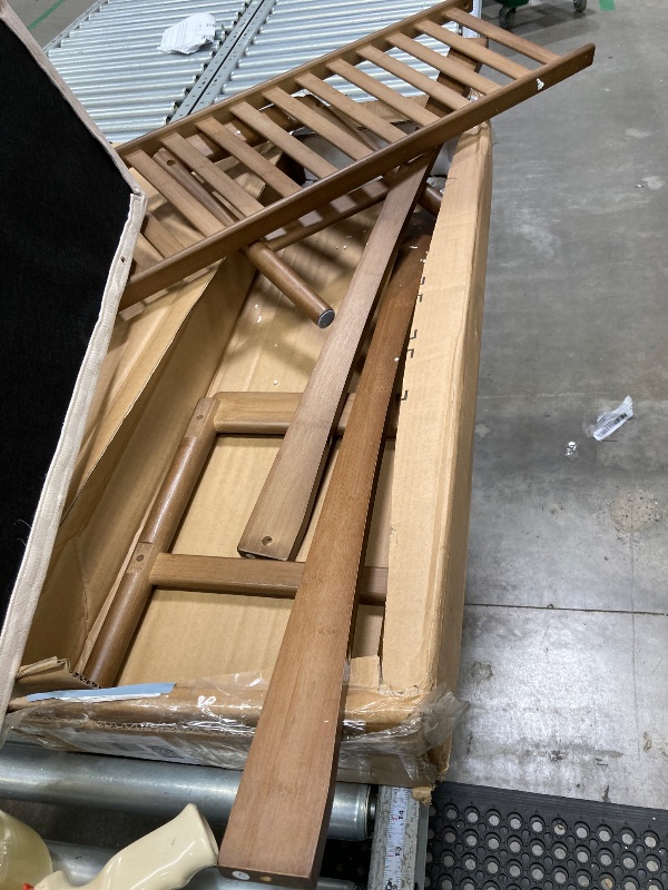 Photo 1 of ***It is used and missing the screws to assemble them.***STDDRE Shoe Bench Entryway Bamboo 2-Tier Shoe Rack with Cushion Padded Seat Shoe Bench Organizer Stable for Entry, Hallway, Living Room, Bedroom, Closet (39.4 * 11.4 * 16.5IN, Brown-Beige)