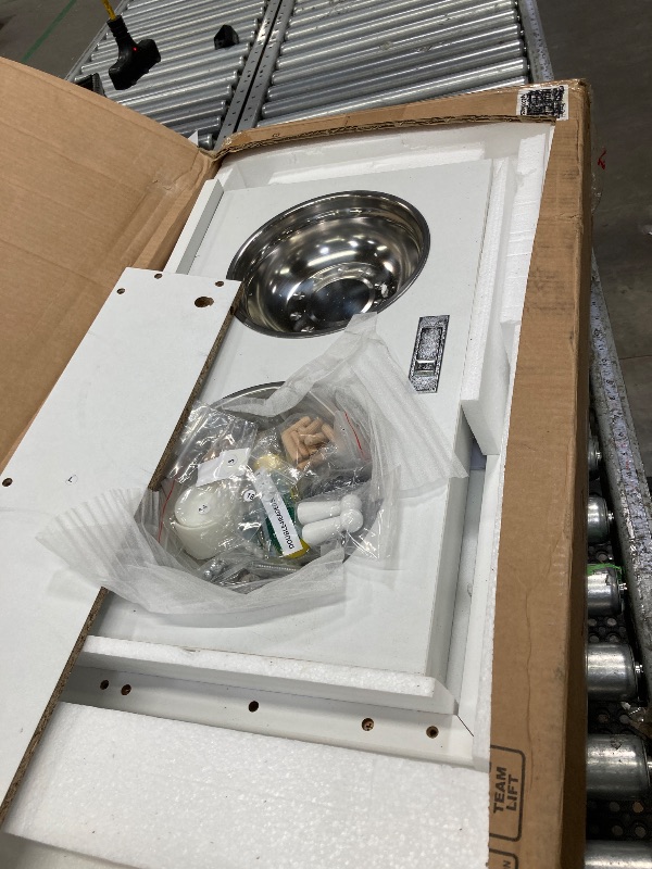 Photo 1 of ***used missing parts untested *****Roomfitters Modern Pet Feeding Station Furniture with Elevated Dog Bowls, Dog Proof Hidden Design, Tilt Out Pet Food Storage Cabinet, Pet Toy Storage Organizer, White