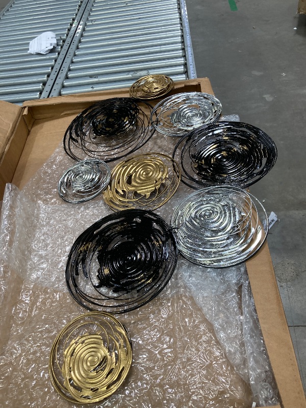 Photo 1 of ***used, no returns****Deco 79 Metal Plate Home Wall Decor Wall Sculpture with Textured Pattern, Wall Art 42" x 1" x 27", Gold