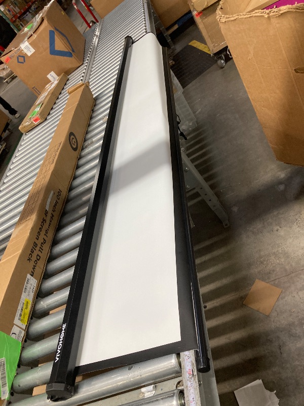 Photo 1 of **used***VIVOHOME Projector Screen Pull Down, 1:1 120 Inch Retractable Projection Screen, HD 4K Manual Pull Movie Screen for Home Theater, Cinema, Office (84Wx84H Inch Display Area Black)