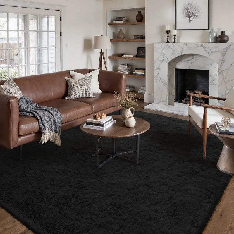 Photo 1 of **used**  ERTHMEER 6'x9' Area Rugs for Bedroom Living Room Dinning Room Fluffy Soft Shag Modern Plush Pile Ultra-Soft Rugs Carpets,Black