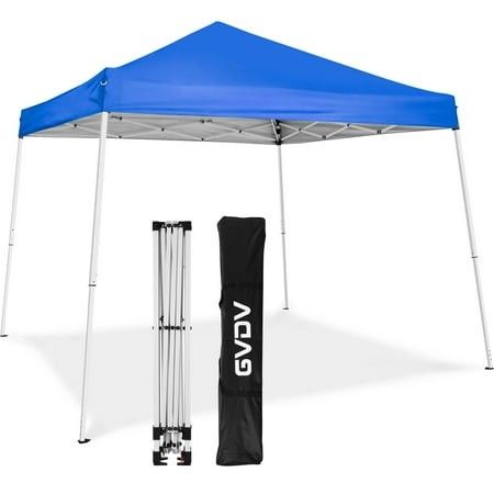 Photo 1 of ***used missing parts ***GVDV 10x10 Ft Pop up Canopy Tent Slant Leg Outdoor Canopy with Carry Bag Beach Tent Sports Shelter Blue