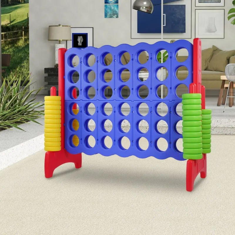 Photo 1 of ****The product is used and is missing a part. I don't know if it works because it was not tested.*****EDX Giant 4-to-Score Game Set, 4-in-A-Row Jumbo with 42 Jumbo Rings & Quick-Release Slide, Holiday Party & Family Game, Large