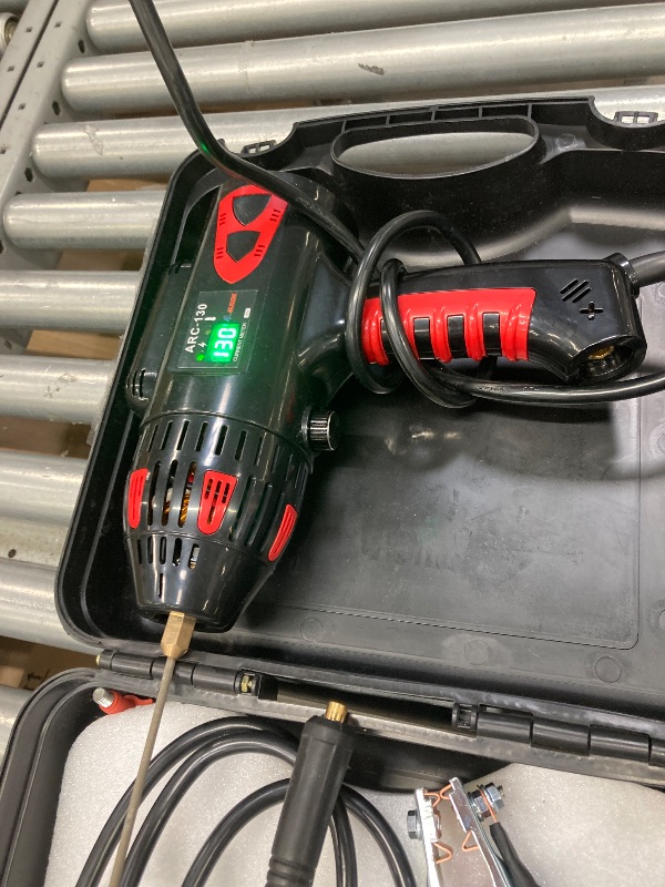 Photo 1 of ***used missing partsa***GZ GUOZHI Welding Machine Handheld, 110V 130Amp Portable ARC Welder Hand Held Welder Machine, Digital Display IGBT Inverter with Welding Tool Set and Toolbox