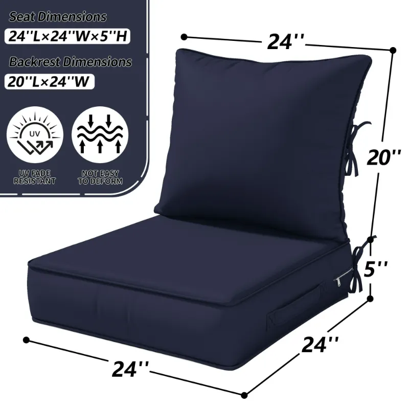 Photo 1 of 
***used**Hero image 0 of Pakunoda Outdoor Deep Seat Cushion Set for Patio Furniture, Waterproof & Fade Resistant, 24" L X 24" W X 5" H, Navy Blue, 0 of 6




Flash Deal
Best seller
**Visit the Pakunoda Store
Pakunoda Outdoor Deep Seat Cushion Set for Pat