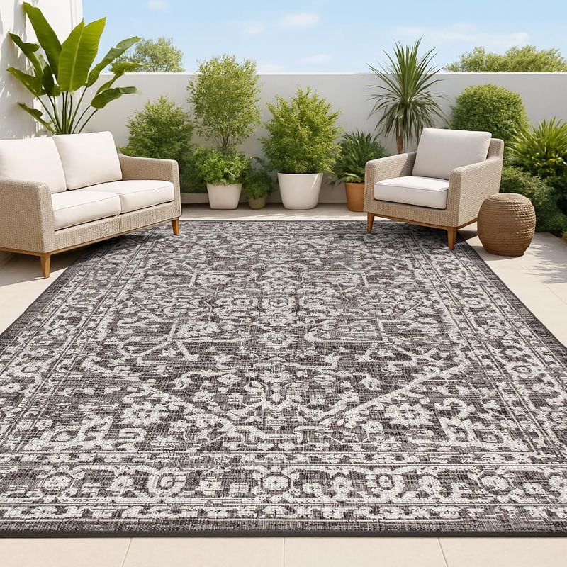Photo 1 of ***used***Findosom 6'x9' Boho Mandala Outdoor Rug Patio Rug Large Reversible Plastic Straw Rug RV Outdoor Mat Waterproof Foldable Portable Camping Mat for RV,Patio,Backyard,Deck,Picnic,Beach Brown