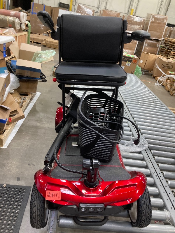 Photo 1 of ******used missing parts  funtional untested*** Wheel Mobility Scooter for Adults&Seniors - 43lb Lightweight Portable Motorized Scooters 300 lb Capacity, Foldable Travel Mobility Scooters with Removable Battery, Dual Basket, Red