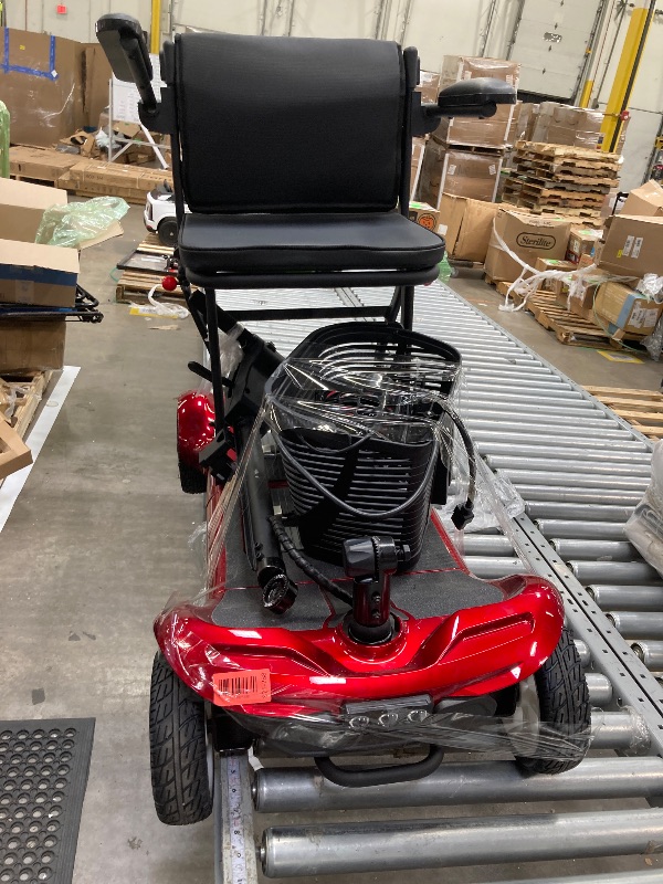 Photo 1 of ******used missing parts  funtional untested*** Wheel Mobility Scooter for Adults&Seniors - 43lb Lightweight Portable Motorized Scooters 300 lb Capacity, Foldable Travel Mobility Scooters with Removable Battery, Dual Basket, Red